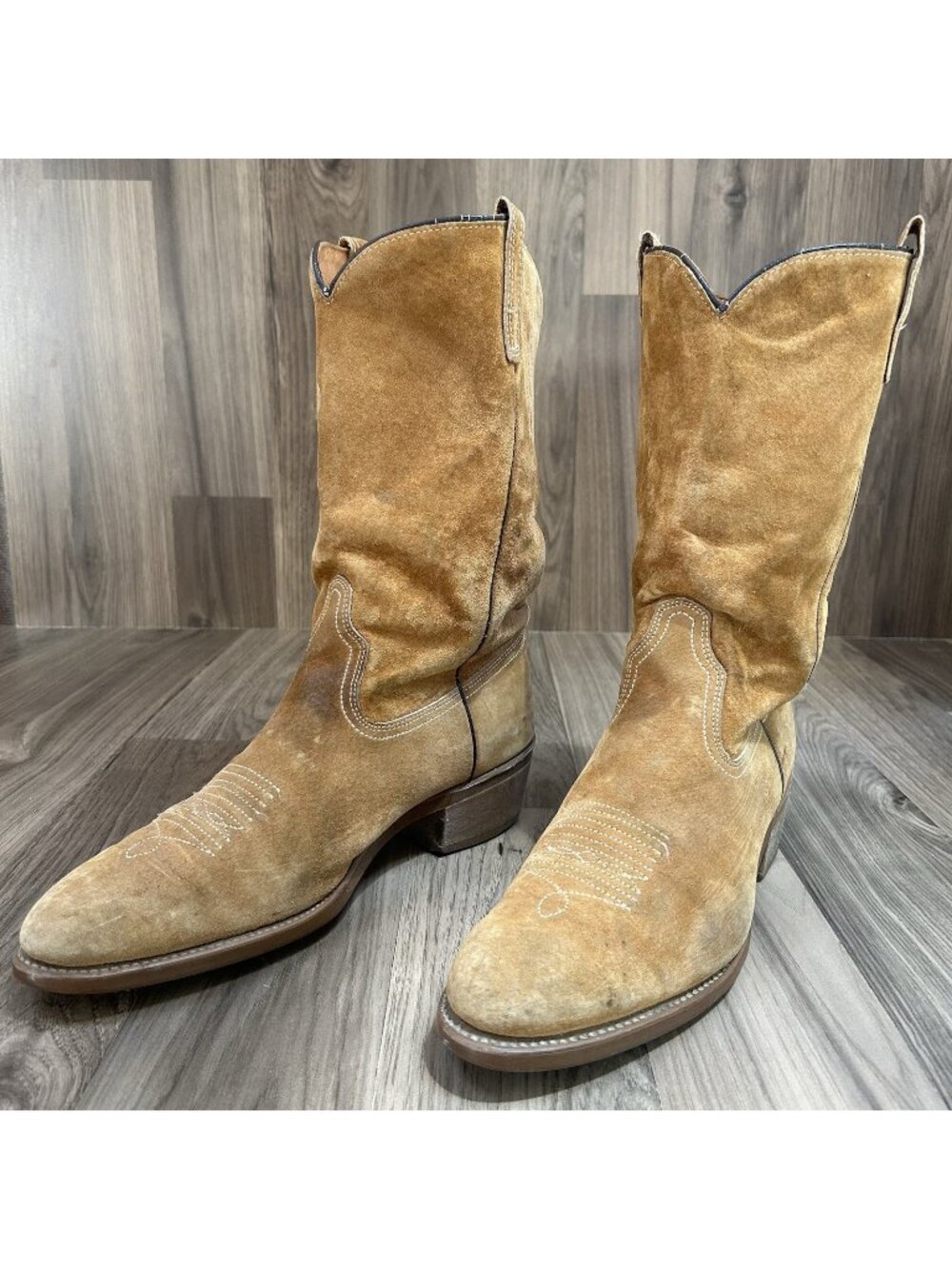 Unbranded Vintage Suede Vibram Sole Western Cowboy Boots Mens 11.5 D